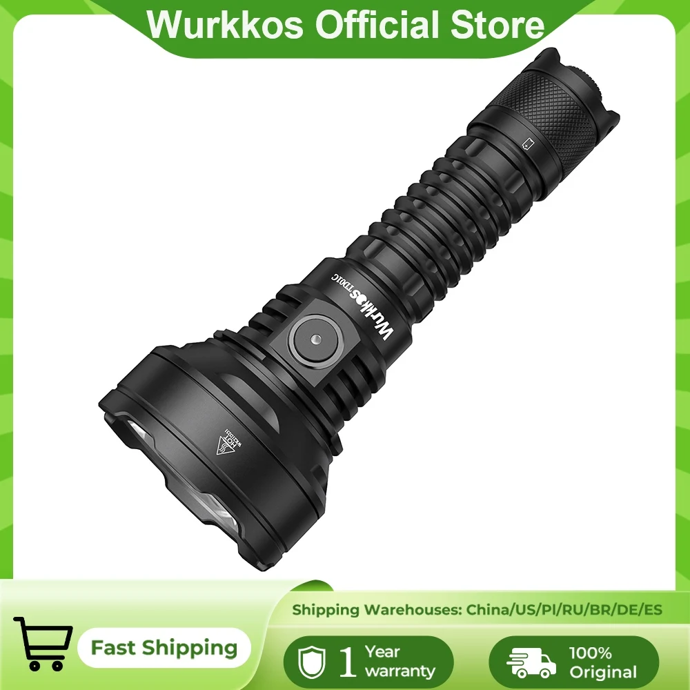 Torcia Tattica Wurkkos TD01C 21700 Ricaricabile USB 1800 Lumen con Interruttore Posteriore
