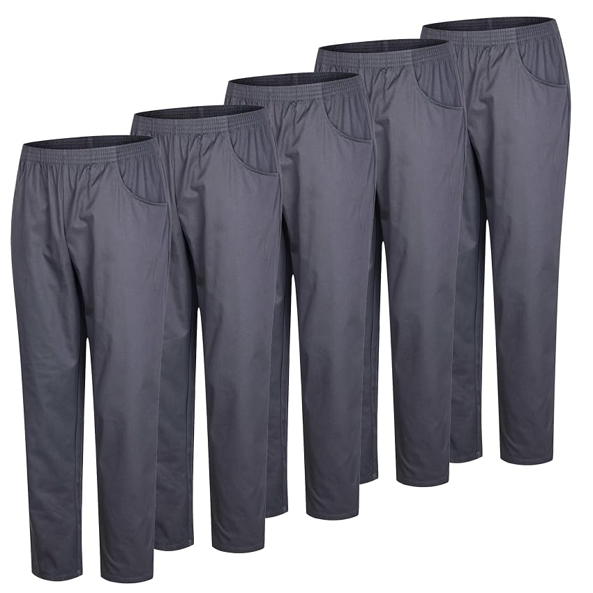 MISEMIYA Confezione da 5 Pezzi - Pantaloni Sanitari Unisex Vita Elastica UNIFORMEES Sanitari 5