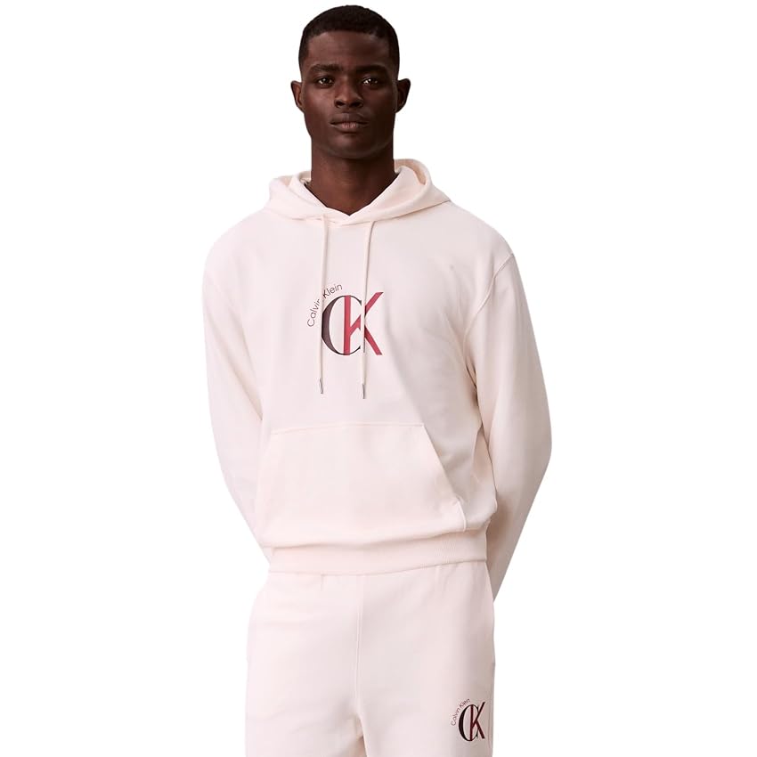 Calvin Klein Uomo Felpa con Cappuccio Terry Graphic con Tasca a Marsupio