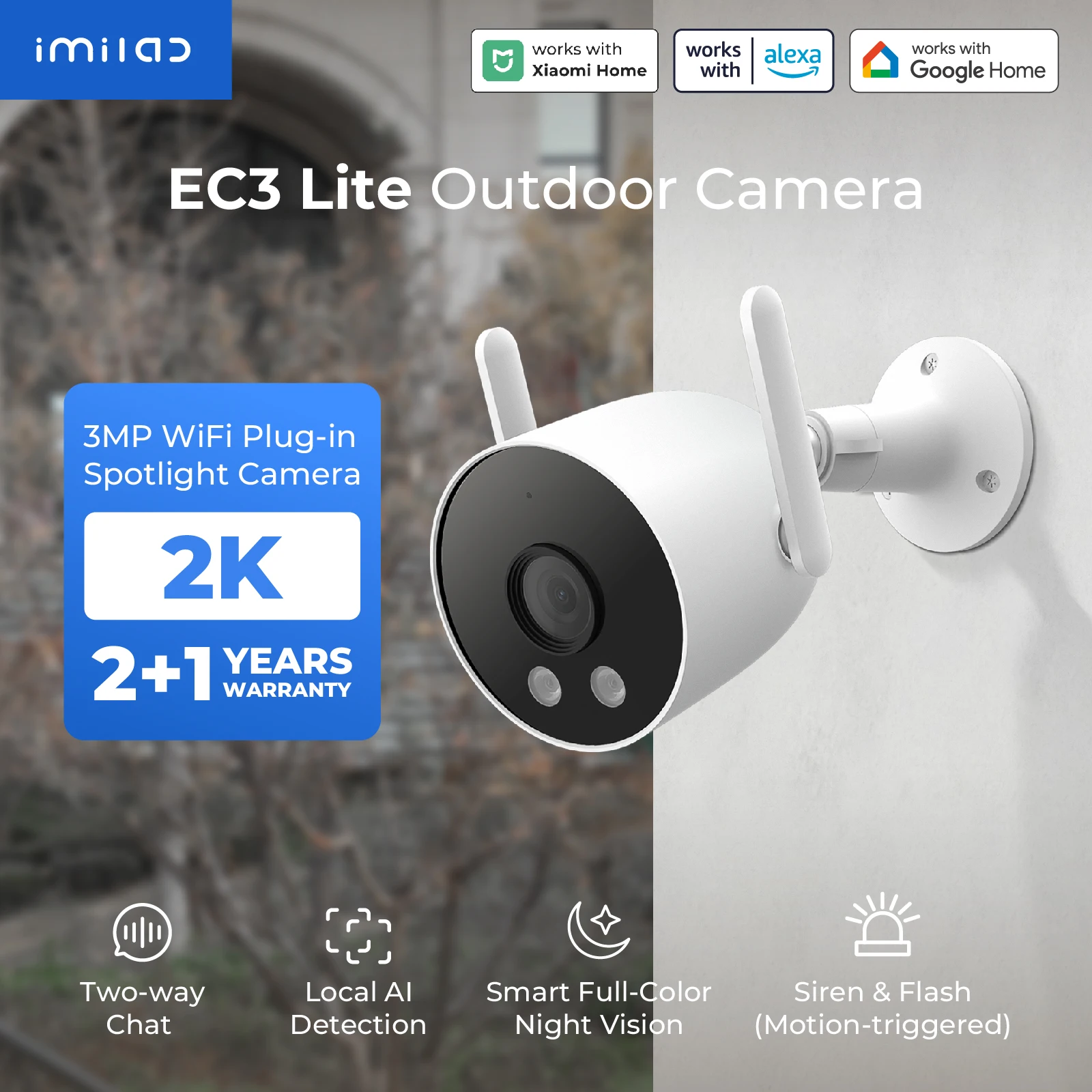 IMILAB EC3 Lite Telecamera di Protezione di Sicurezza Domestica 2K HD Outdoor WIfi