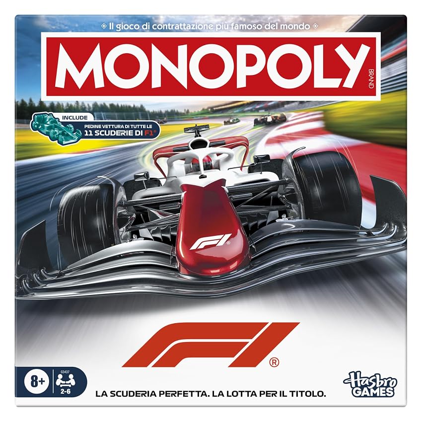 Gioco da tavolo Monopoly edizione F1 | Gioco FORMULA 1 con licenza ufficiale | Giochi per famiglie