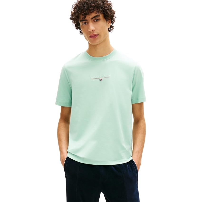 Tommy Hilfiger Uomo T-Shirt Maniche Corte Brand Love Lockup in Cotone