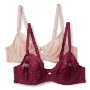 Amazon Essentials Reggiseno a Balconcino in Pizzo Elasticizzato Donna