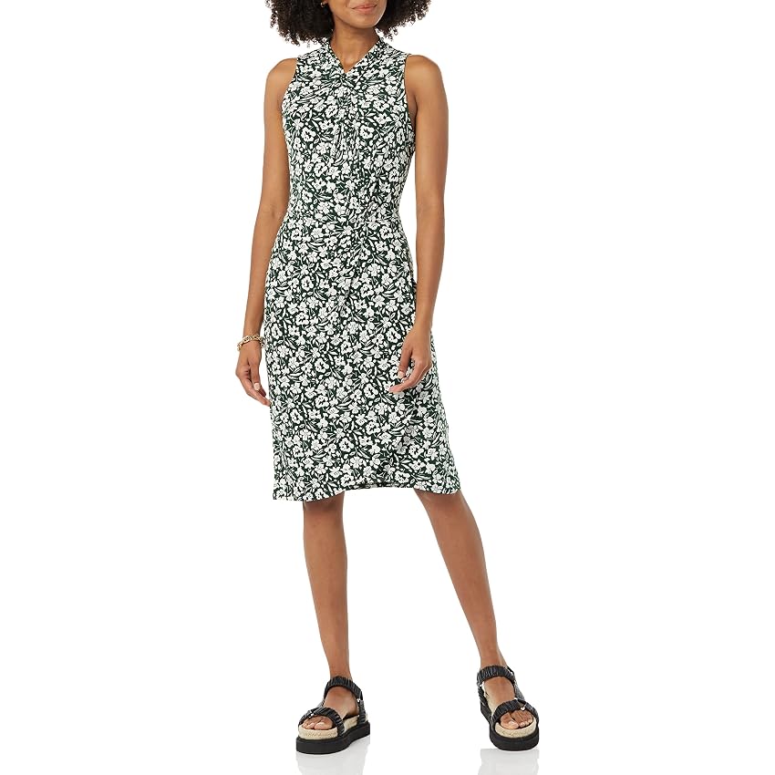 Amazon Essentials Vestito Effetto Portafoglio con Collo Ritorto e Incrocio Smanicato Donna