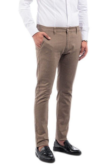 Pantalone Uomo Casual Quadri Cotone Principe Galles Jeans Elasticizzato VEQUE