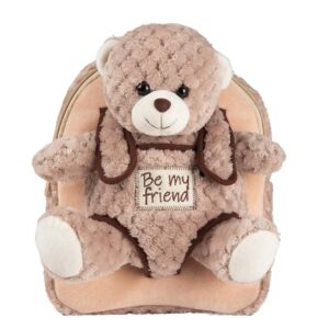 PERLETTI - Zaino Bambina Bambino 3 4 5 Anni - Peluche Orso Beige