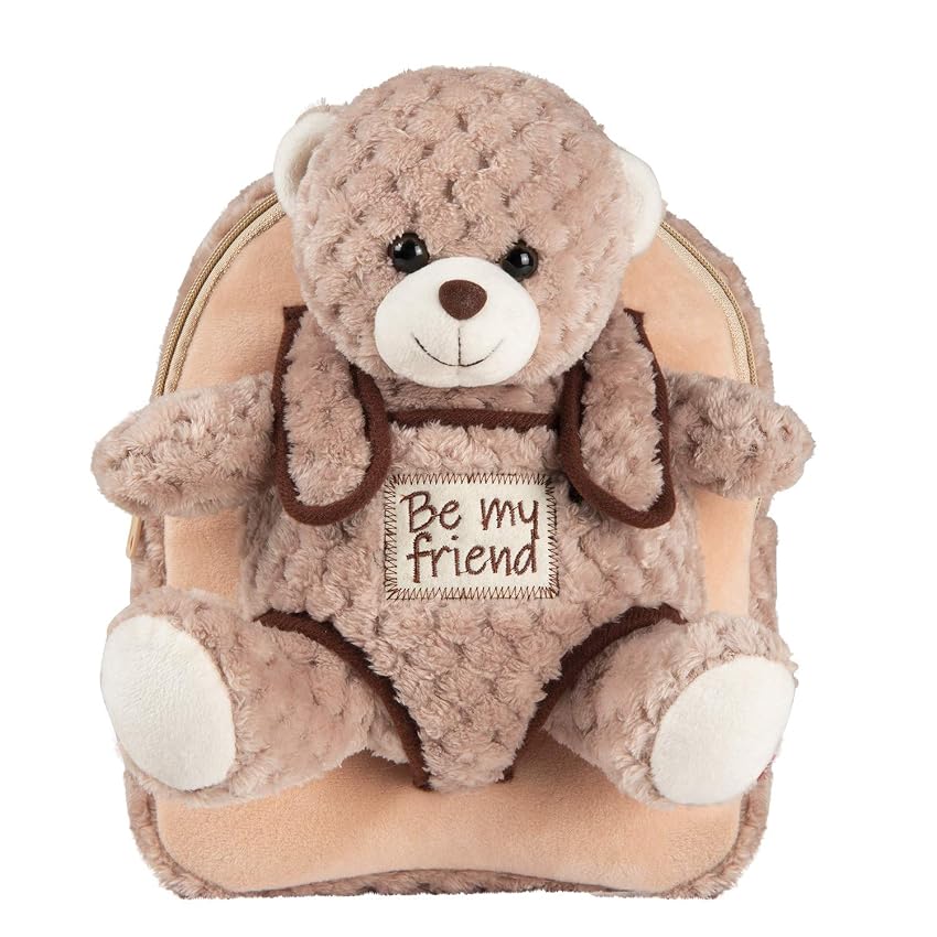 PERLETTI - Zaino Bambina Bambino 3 4 5 Anni - Peluche Orso Beige