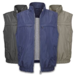 Smanicato Uomo Leggero Zip Gilet con Tasche Interno Foderato Blu Nero VEQUE