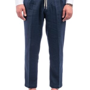 Pantaloni Uomo 100% Lino Pantalone Pinces Made In Italy Chino America VEQUE