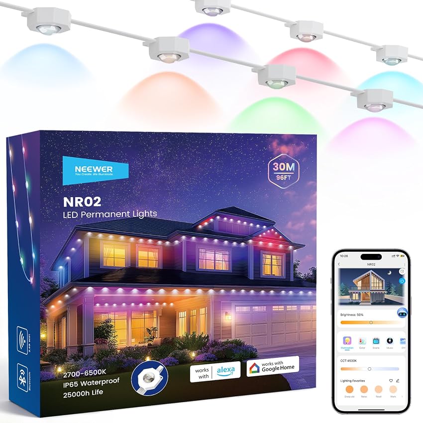 NEEWER Luci Esterne Permanenti 30m per Decor Casa
