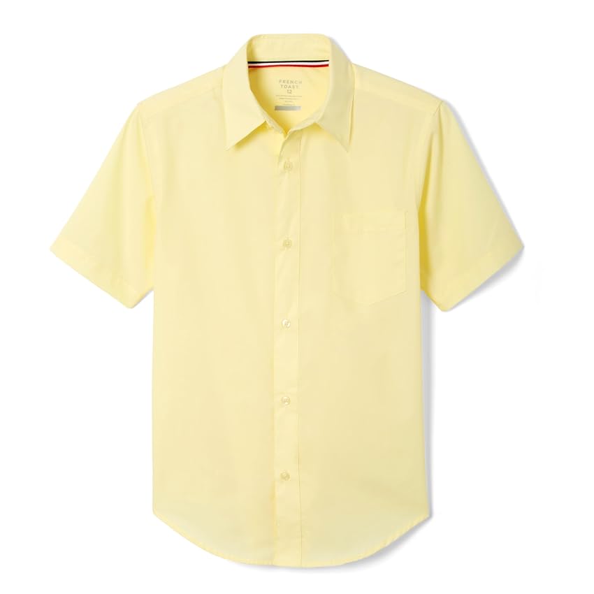 French Toast Boys' Short Sleeve Classic Poplin Dress Shirt (Standard & Husky)