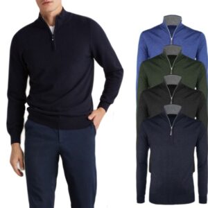 Maglione Uomo Lana Cashmere Invernale Zip Maglia Maglioncino Cardigan VEQUE