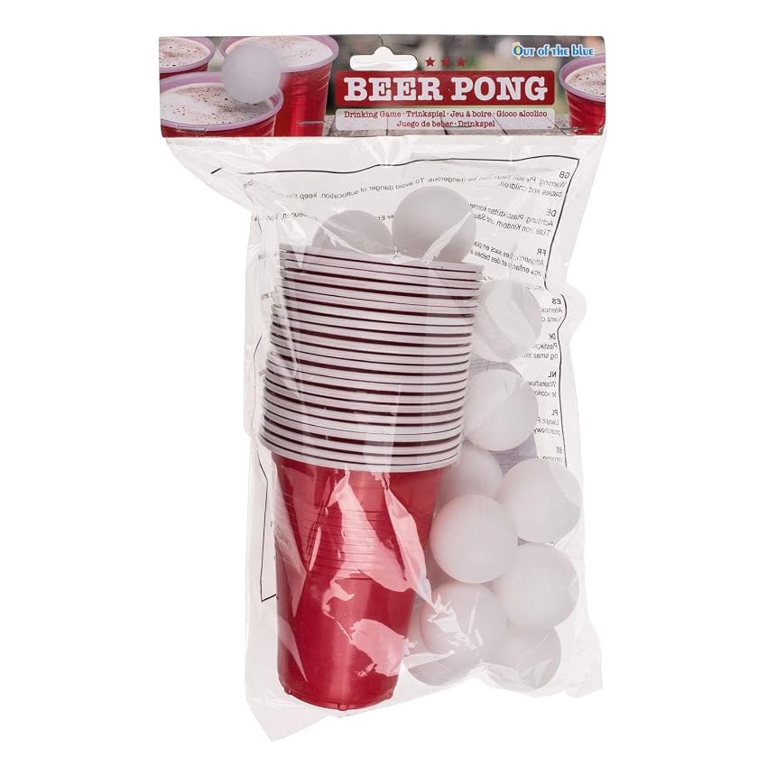 Out of the blue Gioco da Bere/Beer Pong / 15 Palline e 22 Bicchieri da 550 ml/Materiale: plastica