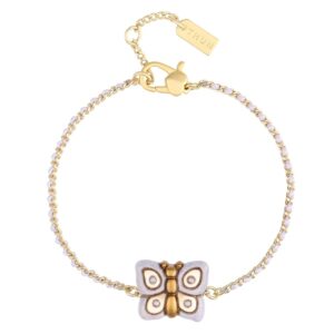 THUN Bracciale catena e tessuto con farfalla