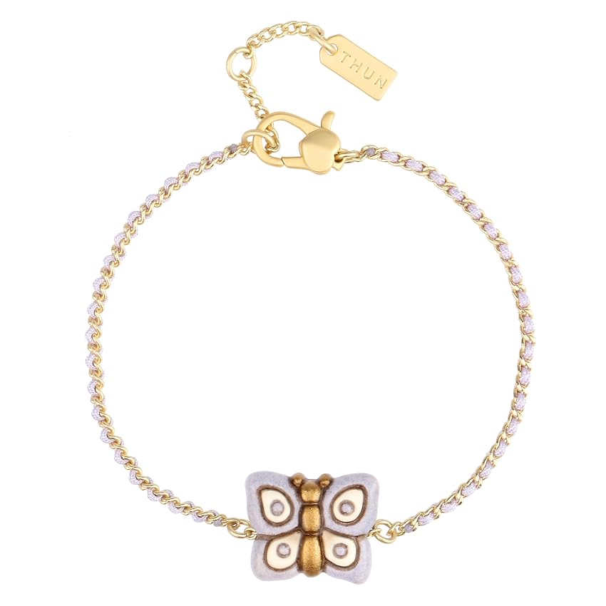 THUN Bracciale catena e tessuto con farfalla