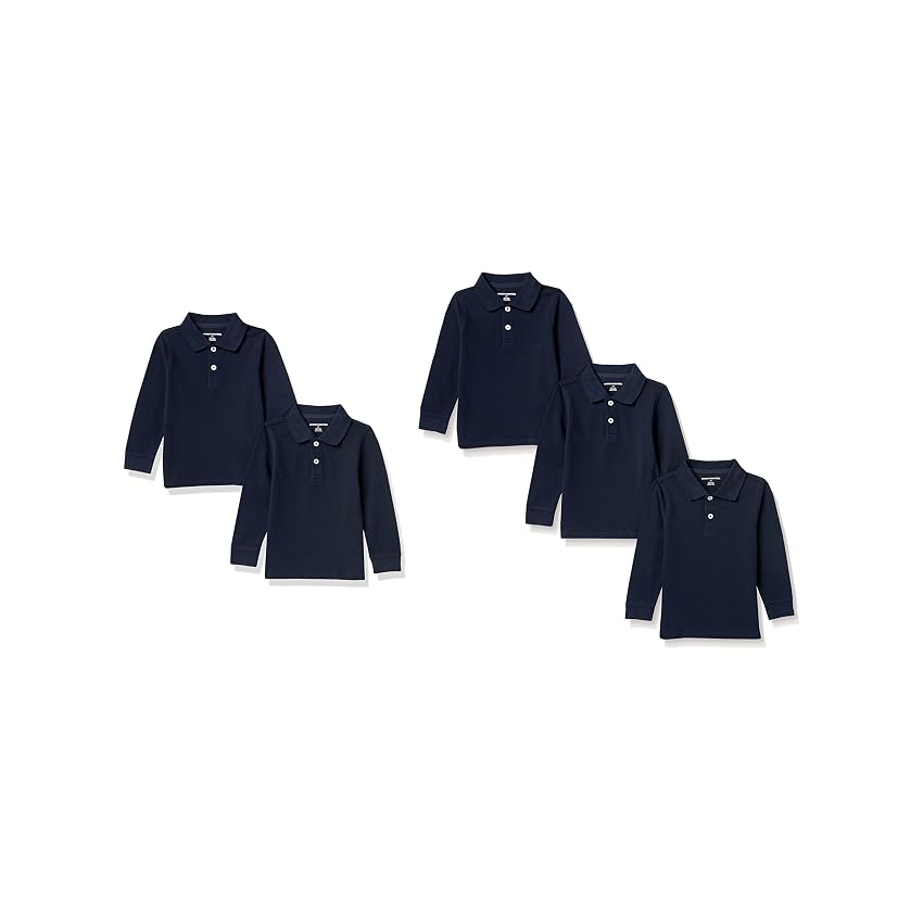 Amazon Essentials Polo in Filato piqué a Maniche Lunghe Bambini e Ragazzi
