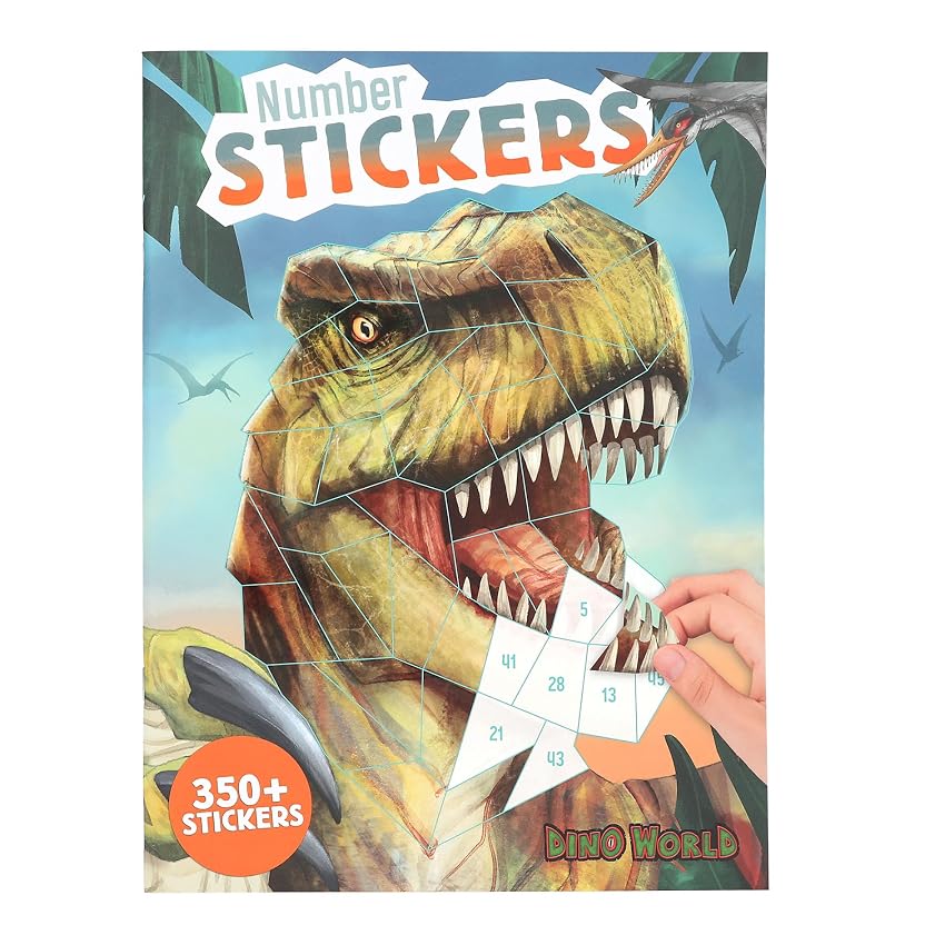 Depesche 13243 Dino World Number Sticker - Libro di Adesivi con 16 Pagine per disegnare