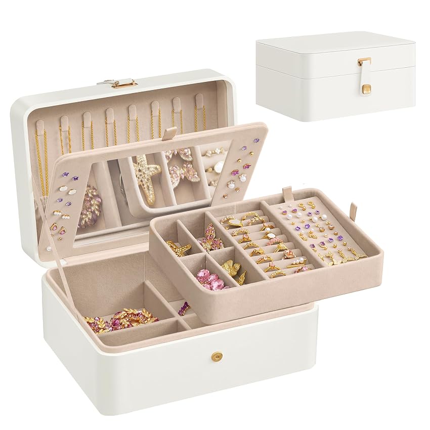 SONGMICS GISELLA Collezione - Scatola Portagioie con Specchio