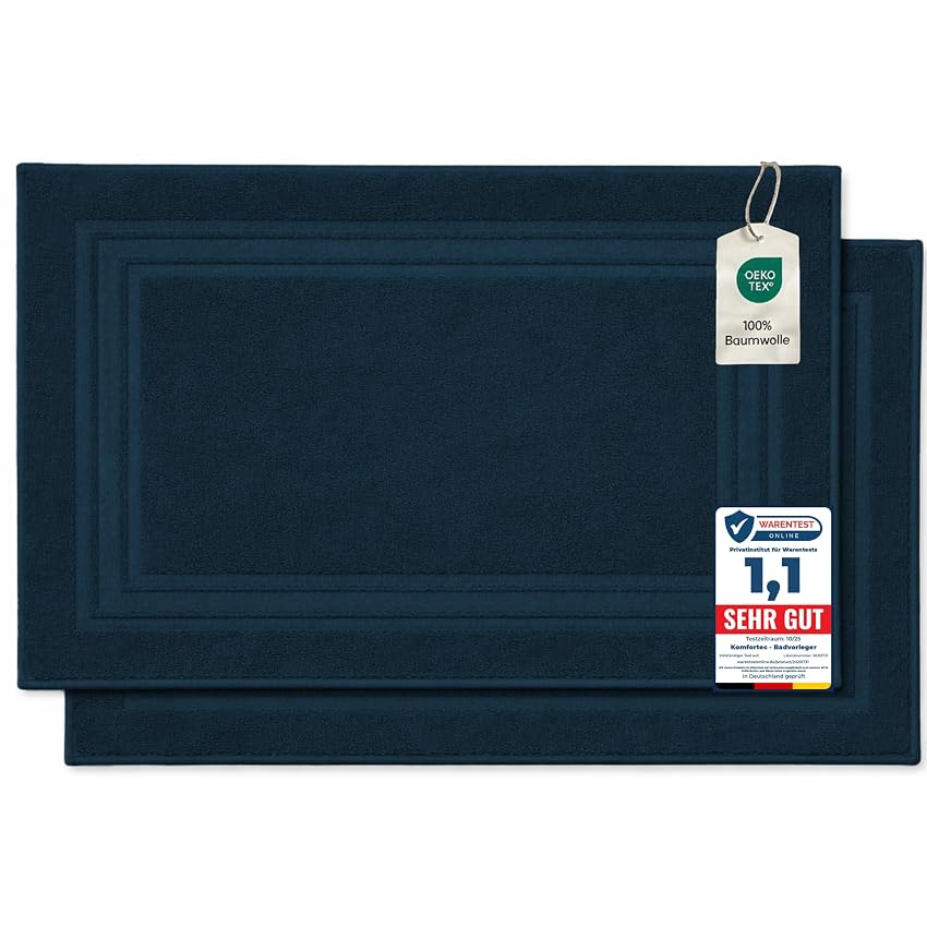 Komfortec Tappeto Bagno Set di 2 in Spugna di Cotone 50x70 cm
