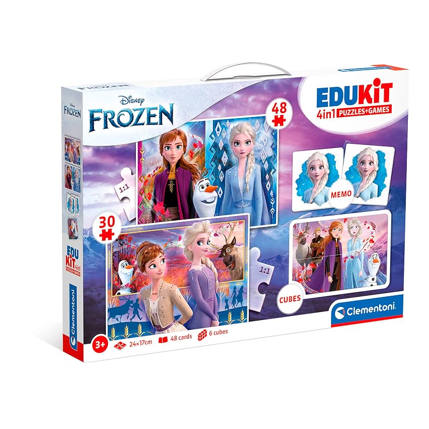 Clementoni Edukit 4 in 1-Disney Frozen-Set di Giochi 30 48 Pezzi