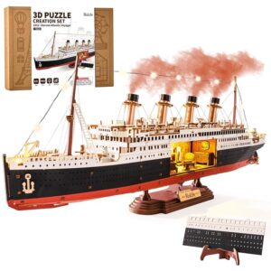 Rolife Puzzle 3D in Legno Modello di Nave Titanic - Kit di Costruzione a Incastro da 433 Pezzi