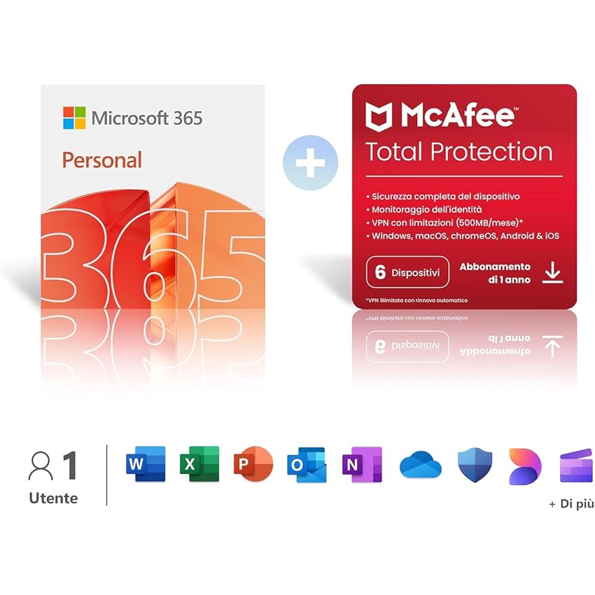 Microsoft 365 Personal | 12 mesi | 1 persona | 1 TB di spazio di archiviazione Onedrive|