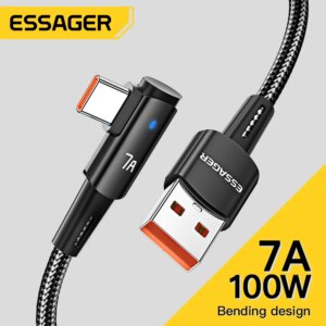 Essager 7A USB Tipo C Cavo 90 Gradi Per OPPO 100W Cavo di Ricarica Veloce Per Honor