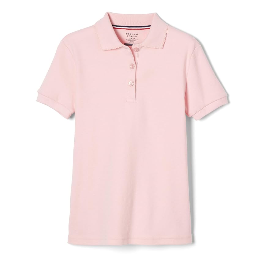 French Toast Girls' Big Short Sleeve Polo Shirt with Picot Collar (Standard & Plus)