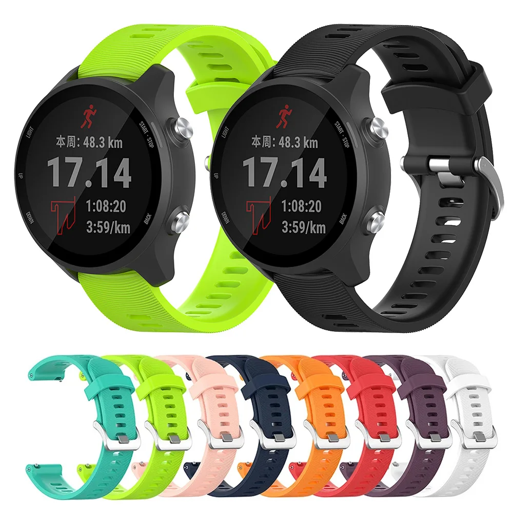 Cinturino in silicone da 20 mm per Garmin Forerunner 245 245M 645 Smart Watch Band