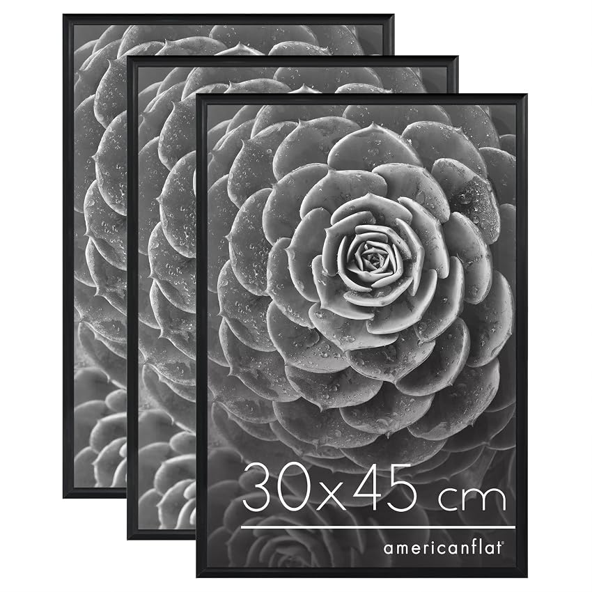 Americanflat Cornice 30x45 cm Nere - Set di 3 Cornici 45x30 cm per Foto con Bordo
