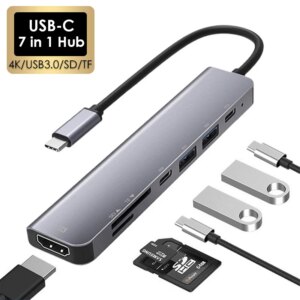 7 in 1 Tipo C USB 3.1 HDTV 4K 30Hz Video USB 3.0 USB2.0 Lettore di slot per schede SD TF Dati USB