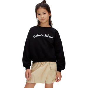 Calvin Klein Bambina Felpa con Scollo Rotondo