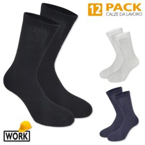 Set 12 Paia Calzini Uomo Da Lavoro Calze Spugna Caldo Cotone Work 40/46 VEQUE