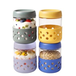 VINATO 4 Pezzi Barattoli di Vetro con Coperchi e Husa in Silicone