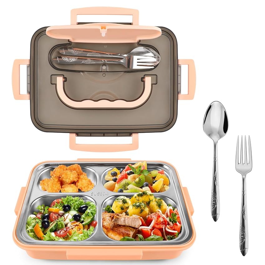 elzle Bento Box Lunch Box con Interno in Acciaio Inox Rimovibile 1200ml