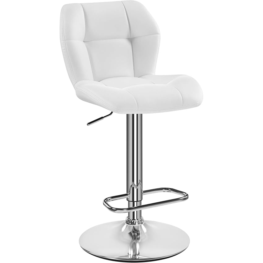 Yaheetech Sgabello Bar Cucina in Similpelle Moderno con Schienale Bianco