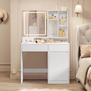 VASAGLE KAILYN Collezione - Tavolo da Toeletta con Specchio LED 3 Colori
