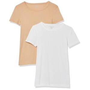 Amazon Essentials T-Shirt Girocollo a Maniche Corte Slim Donna