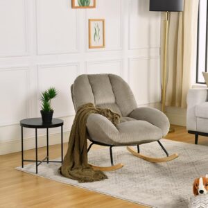 MEUBLE COSY Sedia a Dondolo Poltrona Imbottita Relax con Schienale Seduta Extra Larga in Velluto a Coste
