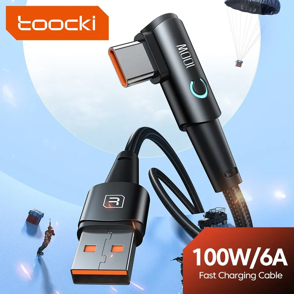 Toocki 6A cavo USB C 90 gradi per OPPO 100W cavo di ricarica rapida per Honor Huawei