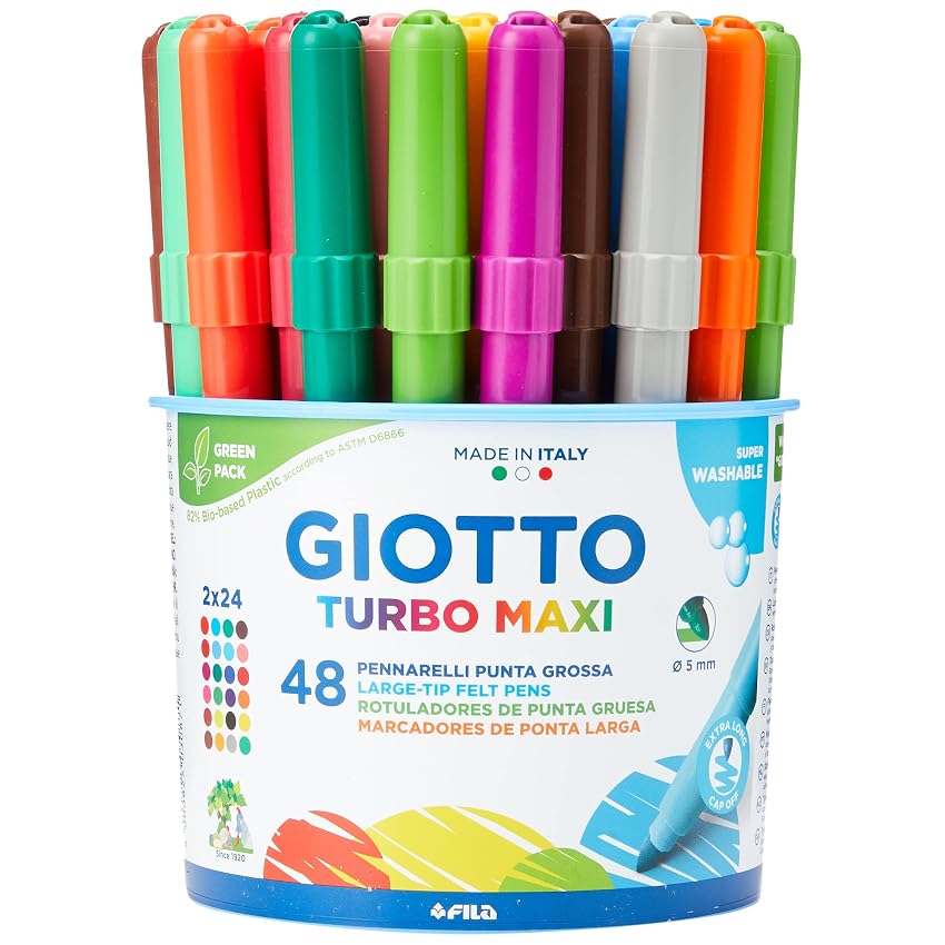 GIOTTO Turbo Maxi - Barattolo Da 48 Pennarelli A Punta Larga