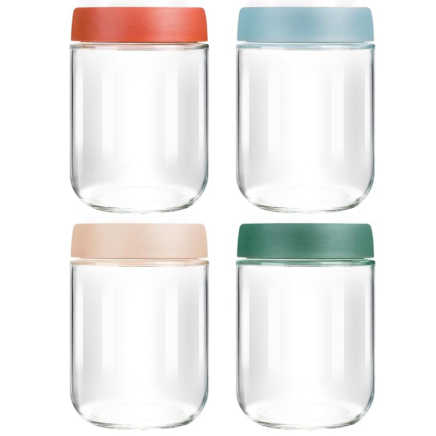 VINATO Set di 4 Barattolo Vetro con Coperchio 350ml