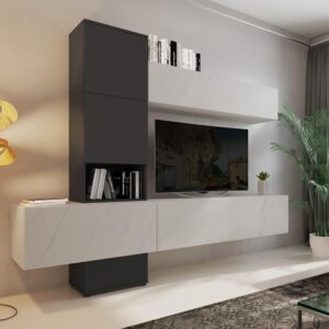 Dmora Parete Attrezzata Delagoa Nero Antracite Modulabile 6 Ante