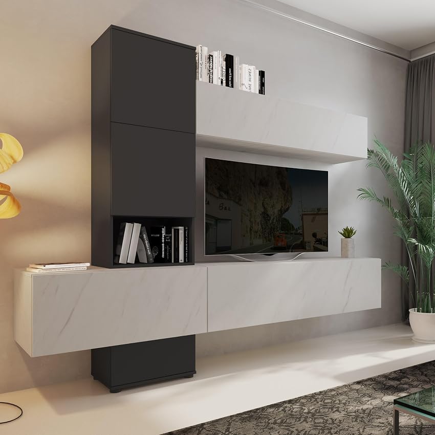 Dmora Parete Attrezzata Delagoa Nero Antracite Modulabile 6 Ante