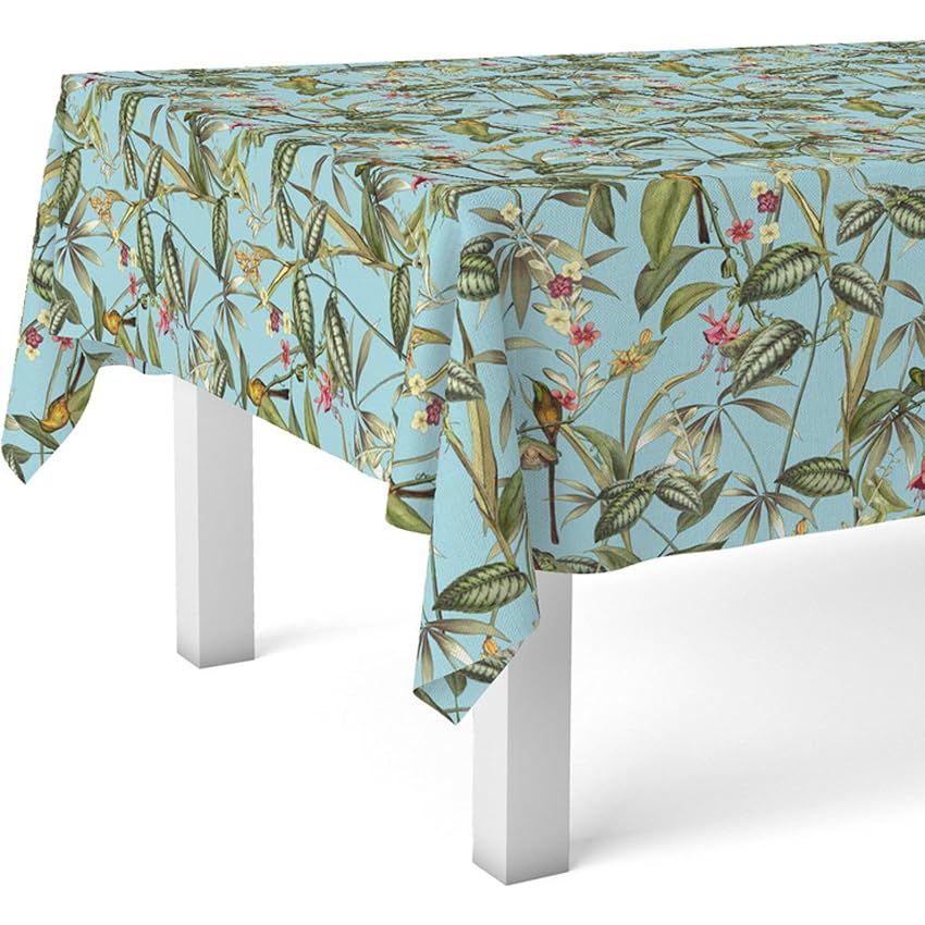 ECOMMERC3 Tovaglia cerata antimacchia rettangolare 250x140 cm Amazzonia Blu