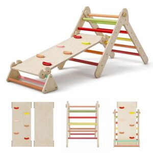 COSYLAND Triangolo Arrampicata per Bambini: Set 3 in 1 con Scivolo