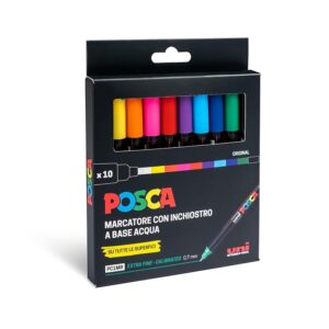 Posca - Uniposca Set Completo con 10 Pennarelli Punta Extra-Fine