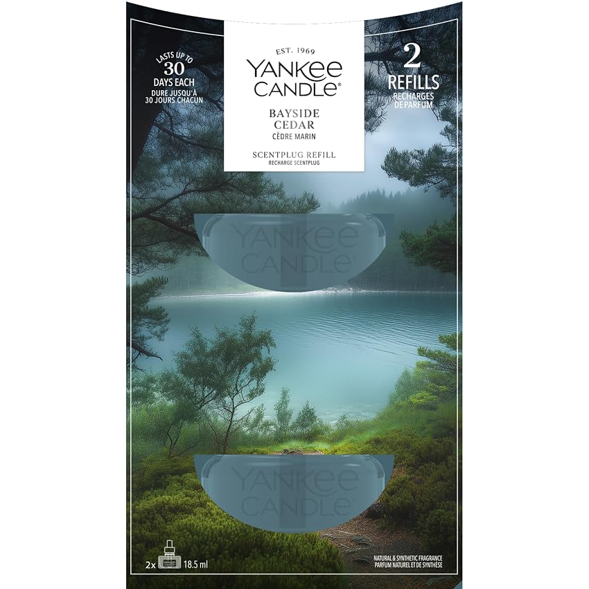 Yankee Candle Ricarica Scent Plug | Bayside Cedar | Per spazi piccoli e medi | Fragranza duratura