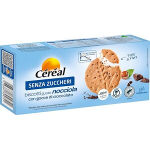 Céréal | Biscotti Gusto Nocciola con Gocce di Cioccolato Senza Zuccheri