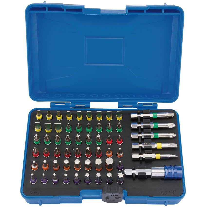 Draper 82405 Set di punte per cacciavite colorate con supporto magnetico (60 pezzi)